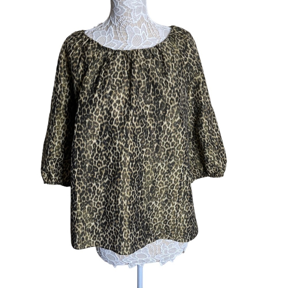 NWT Talbots Metallic Leopard Print Blouse size 2X… - image 1
